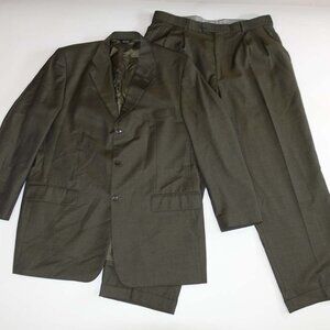 Pavone Mens 3 Button Suit Size 46 Long 40 x 31 Brown Super 110s Mario Zegna Wool